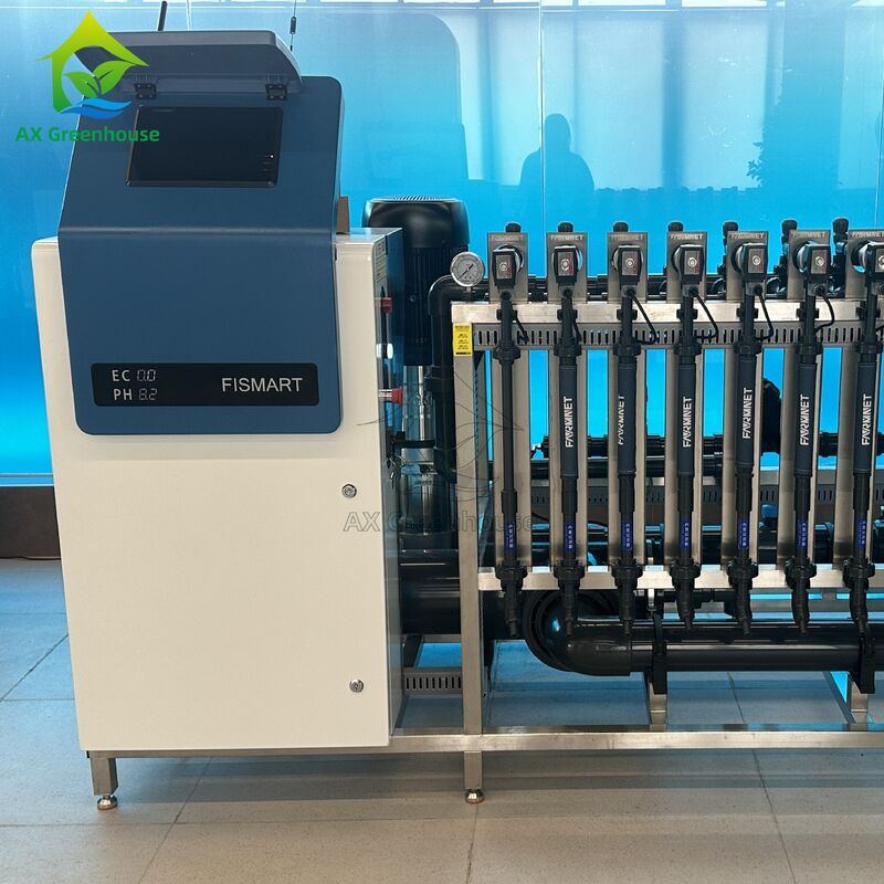 FISMART-C Tropfbewässerungs-Düngemittelmaschine mit 9 Düngemittelkanälen, 304 Edelstahlrahmen und präziser EC/PH-Steuerung